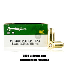 Image of Remington 45 ACP Ammo - 50 Rounds of 230 Grain FMJ Ammunition