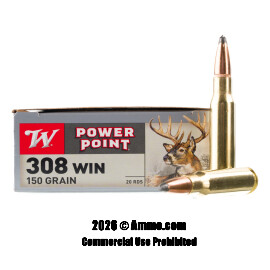 Winchester 308 Win Ammo - 200 Rounds of 150 Grain PP Ammunition