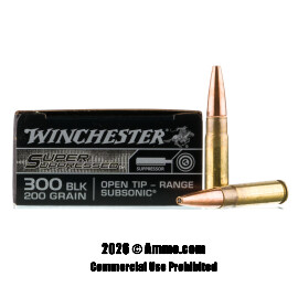 Image of Winchester Super Suppressed 300 AAC Blackout Ammo - 200 Rounds of 200 Grain Open Tip Ammunition