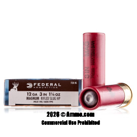 Federal 12 Gauge Ammo - 5 Rounds of 1-1/4 oz. Rifled Slug Ammunition