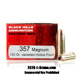Image of Black Hills Ammunition 357 Magnum Ammo - 50 Rounds of 125 Grain JHP Ammunition