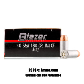 Blazer 40 Cal Ammo - 50 Rounds of 180 Grain TMJ Ammunition