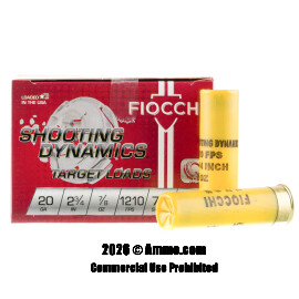 Image of Fiocchi 20 Gauge Ammo - 250 Rounds of 7/8 oz. #7-1/2 Shot Ammunition