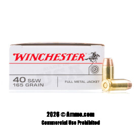 Image of Winchester 40 Cal Ammo - 500 Rounds of 165 Grain FMJ-FN Ammunition