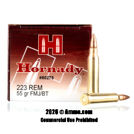Image of Hornady 223 Ammo - 500 Rounds of 55 Grain FMJ-BT Ammunition