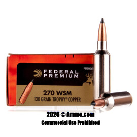 Image of Federal Vital-Shok 270 Win Short Mag Ammo - 20 Rounds of 130 Grain Trophy Copper Ammunition