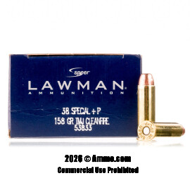 Speer Lawman Clean-Fire 38 Special +P Ammo - 1000 Rounds of 158 Grain TMJ Ammunition