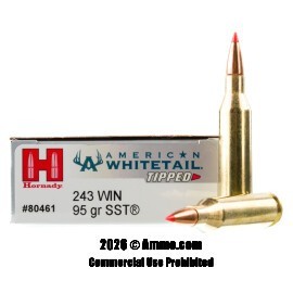 Image of Hornady American Whitetail Tipped 243 Win Ammo - 20 Rounds of 95 Grain SST Ammunition