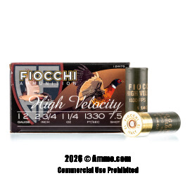 Image of Fiocchi High Velocity 12 Gauge Ammo - 25 Rounds of 2-3/4" 1-1/4 oz. #7-1/2 Shot Ammunition