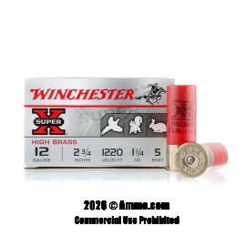 Image of Winchester Super-X 12 Gauge Ammo - 250 Rounds of 1-1/4 oz. #5 Shot Ammunition