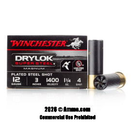 Image of Winchester Drylok Super Steel Magnum 12 Gauge Ammo - 25 Rounds of 1-1/4 oz. #4 Shot Ammunition
