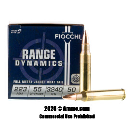 Image of Fiocchi 223 Ammo - 50 Rounds of 55 Grain FMJ-BT Ammunition
