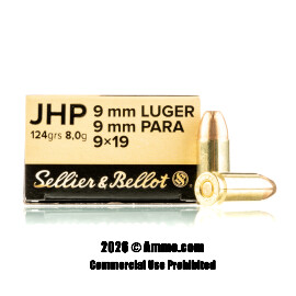 Image of Sellier & Bellot 9mm Ammo - 1000 Rounds of 124 Grain JHP Ammunition
