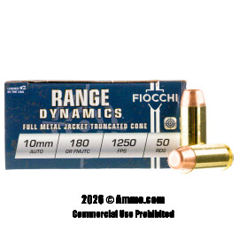 Image of Fiocchi 10mm Ammo - 500 Rounds of 180 Grain FMJTC Ammunition