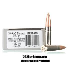 Image of Underwood 300 AAC Blackout Ammo - 20 Rounds of 220 Grain HPBT Ammunition