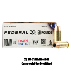Image of Federal Train + Protect 10mm Ammo - 50 Rounds of 180 Grain JHP Ammunition