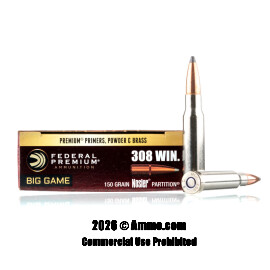 Federal 308 Win Ammo - 20 Rounds of 150 Grain Nosler Partition Ammunition