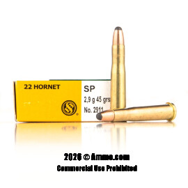 Image of Sellier and Bellot 22 Hornet Ammo - 20 Rounds of 45 Grain SP Ammunition
