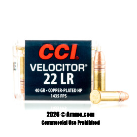 CCI Velocitor 22 LR Ammo - 500 Rounds of 40 Grain CPHP Ammunition
