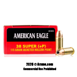 Image of Federal American Eagle 38 Super +P Ammo - 50 Rounds of 115 Grain JHP Ammunition