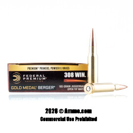 Image of Federal Gold Medal 308 Win Ammo - 20 Rounds of 185 Grain Berger Juggernaut OTM Ammunition