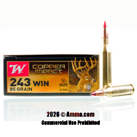 Image of Winchester Copper Impact 243 Win Ammo - 20 Rounds of 85 Grain Copper Extreme Point Ammunition
