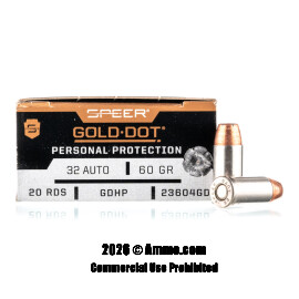 Image of Speer 32 ACP Ammo - 20 Rounds of 60 Grain JHP Ammunition