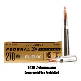 Image of Federal 270 Win Ammo - 20 Rounds of 145 Grain ELD-X Ammunition