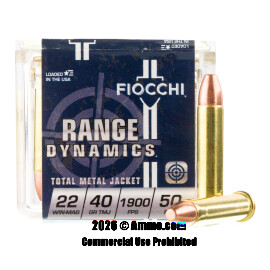Image of Fiocchi 22 WMR Ammo - 50 Rounds of 40 Grain TMJ Ammunition
