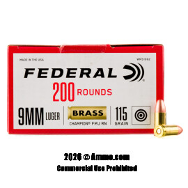 Image of Federal Champion Training 9mm Ammo - 1000 Rounds of 115 Grain FMJ Ammunition
