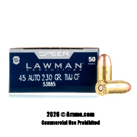 Image of Speer Lawman 45 ACP Ammo - 50 Rounds of 230 Grain TMJ Ammunition