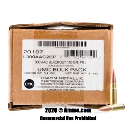 Image of Remington UMC 300 AAC Blackout Ammo - 200 Rounds of 150 Grain FMJ Ammunition