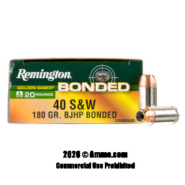 Image of Remington Golden Saber Bonded 40 S&W Ammo - 20 Rounds of 180 Grain BJHP Ammunition