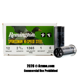 Image of Remington Sportsman Hi-Speed Steel 12 Gauge Ammo - 250 Rounds of 1 oz. #6 Steel Shot Ammunition