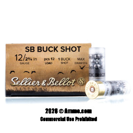 Image of Sellier and Bellot 12 Gauge Ammo - 25 Rounds of 2-3/4" #1 Buck Ammunition