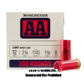 Image of Winchester AA 12 Gauge Ammo - 200 Rounds of 1-1/8 oz. #8 Shot Ammunition