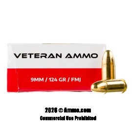 Image of Veteran Ammo 9mm Ammo - 1000 Rounds of 124 Grain FMJ Ammunition