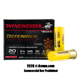 Image of Winchester Defender 20 Gauge Ammo - 10 Rounds of #3 Buck Ammunition