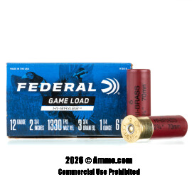Federal Game Load Upland Hi-Brass 12 Gauge Ammo - 250 Rounds of 1-1/4 oz. #6 Shot Ammunition