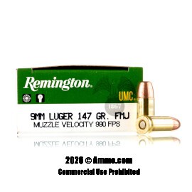 Image of Remington UMC 9mm Ammo - 500 Rounds of 147 Grain FMJ Ammunition