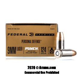 Image of Federal Punch 9mm Ammo - 20 Rounds of 124 Grain JHP Ammunition