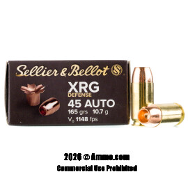 Image of Sellier & Bellot XRG Defense 45 ACP Ammo - 25 Rounds of 165 Grain SCHP Ammunition