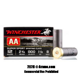 Image of Winchester AA Sporting Clays 12 Gauge Ammo - 250 Rounds 2-3/4" of 1-1/8 oz. #8 Shot Ammunition