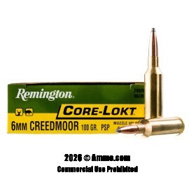 Image of Remington Core-Lokt 6mm Creedmoor Ammo - 20 Rounds of 100 Grain PSP Ammunition
