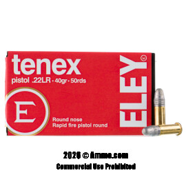 Image of Eley Tenex Pistol 22 LR Ammo - 50 Rounds of 40 Grain LRN Ammunition