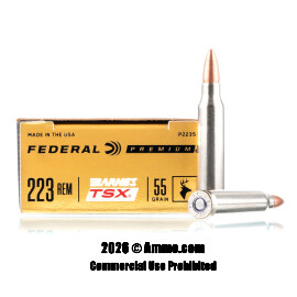 Federal 223 Ammo - 20 Rounds of 55 Grain TSX Ammunition