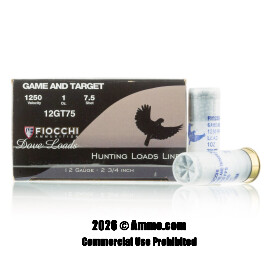 Fiocchi Game & Target 12 Gauge Ammo - 250 Rounds of 1 oz. #7-1/2 Shot Ammunition