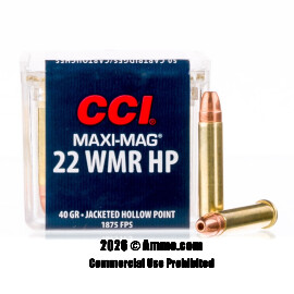 Image of CCI Maxi-Mag 22 WMR Ammo - 500 Rounds of 40 Grain JHP Ammunition
