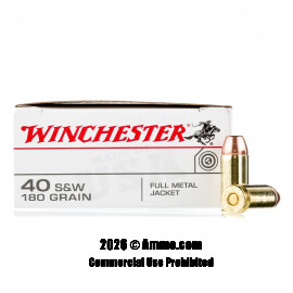 Image of Winchester 40 Cal Ammo - 500 Rounds of 180 Grain FMJ Ammunition