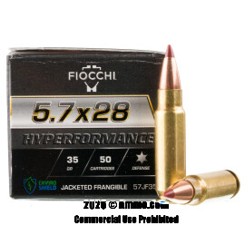 Image of Fiocchi 5.7x28mm Ammo - 50 Rounds of 35 Grain Jacketed Frangible Ammunition